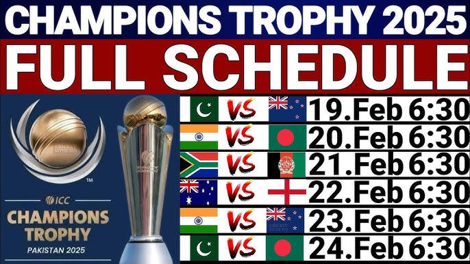 Schedule for the 2025 ICC Champions Trophy